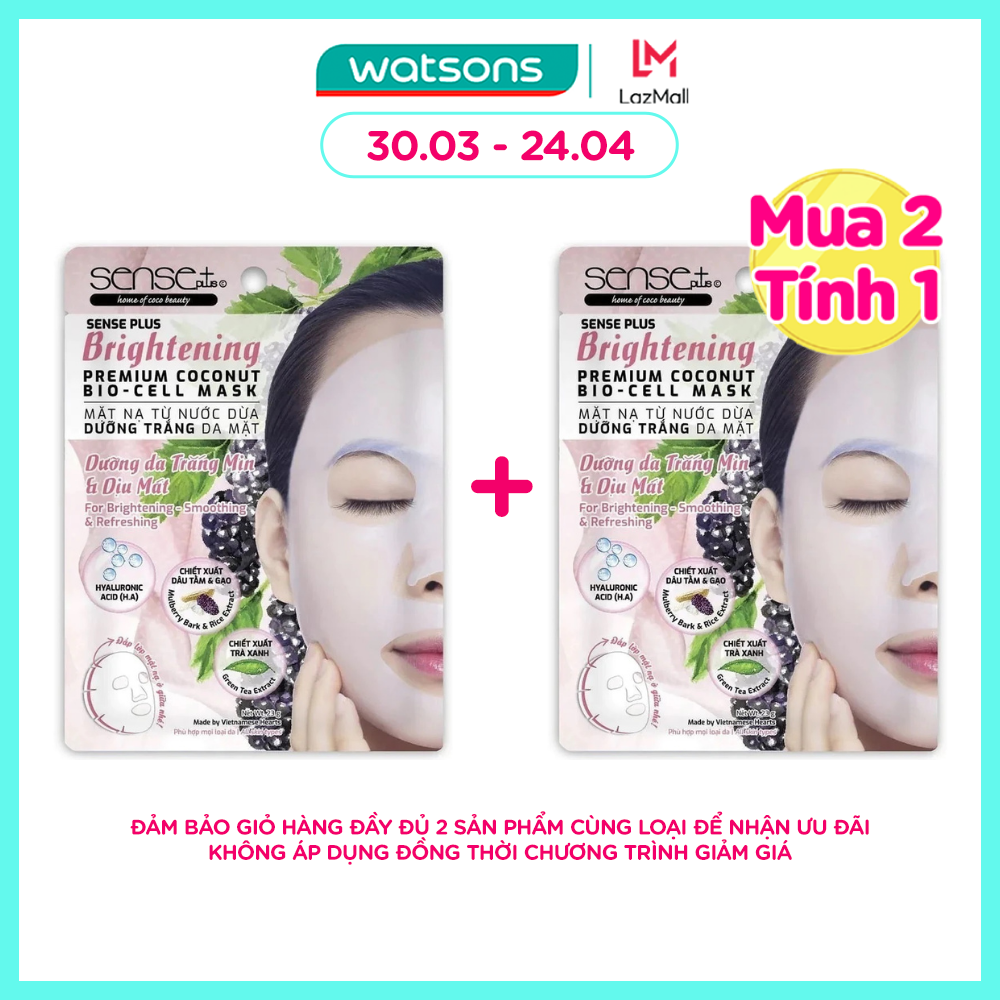 Mặt Nạ Sense Plus Coconut Bio Cell Brightening Dưỡng Da Trắng Mịn Và Dịu Mát 23g