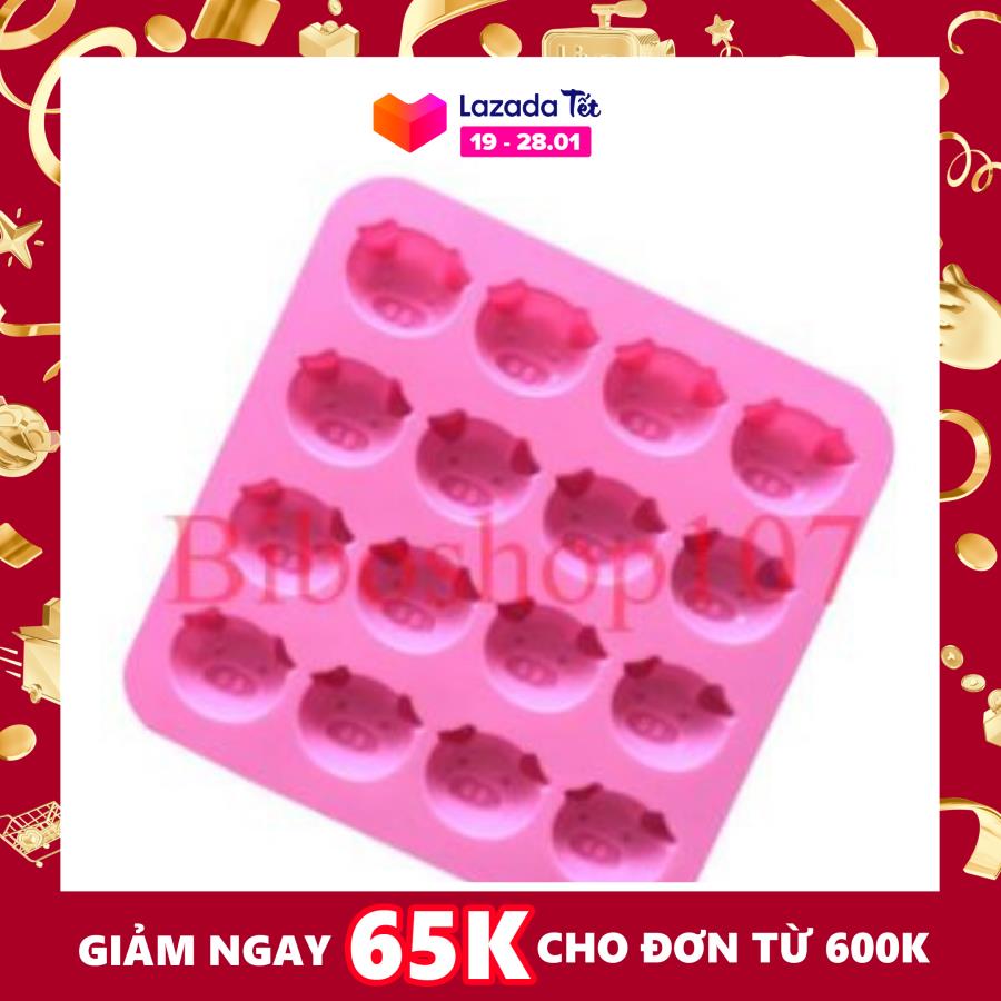 Khuôn silicon làm thạch, rau câu, socola 16 chú heo