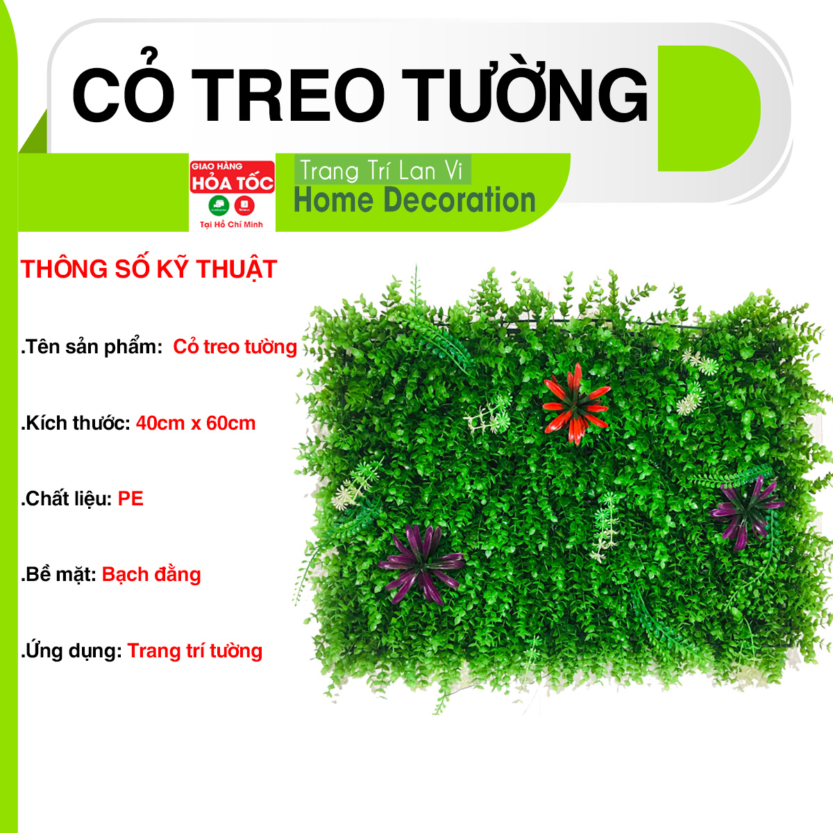 Cỏ nhựa treo tường bông bạch đàn trang trí không gian nhà cửa