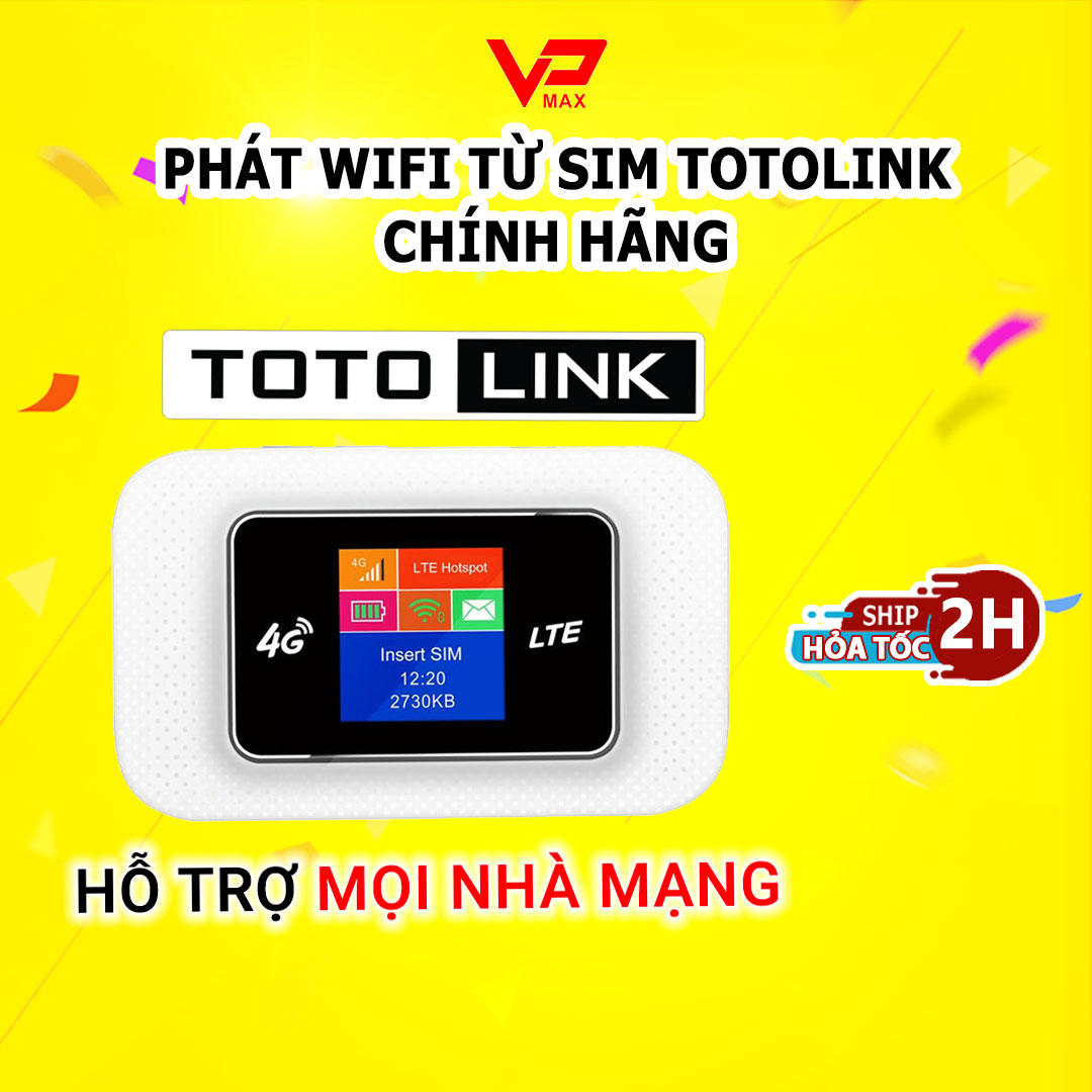 Phát wifi từ sim 4G Totolink MF180L tốc độ cao hỗ trợ cắm nguồn trực tiếp không cần gắn pin - VPMAX 