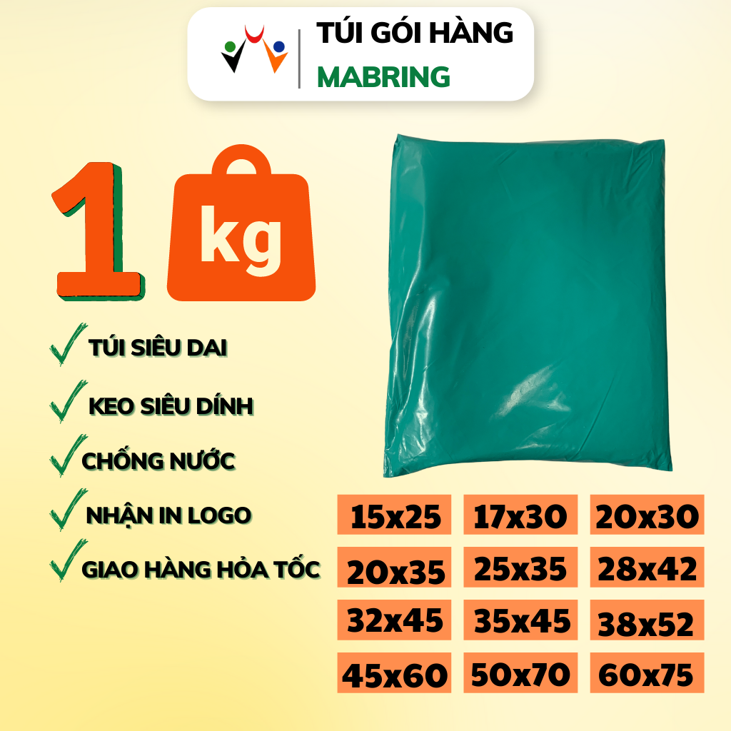 1kg túi xanh mint túi đóng hàng niêm phong, túi đóng gói hàng niêm phong 3 lớp mabring dính sẵn| in logo miễn phí