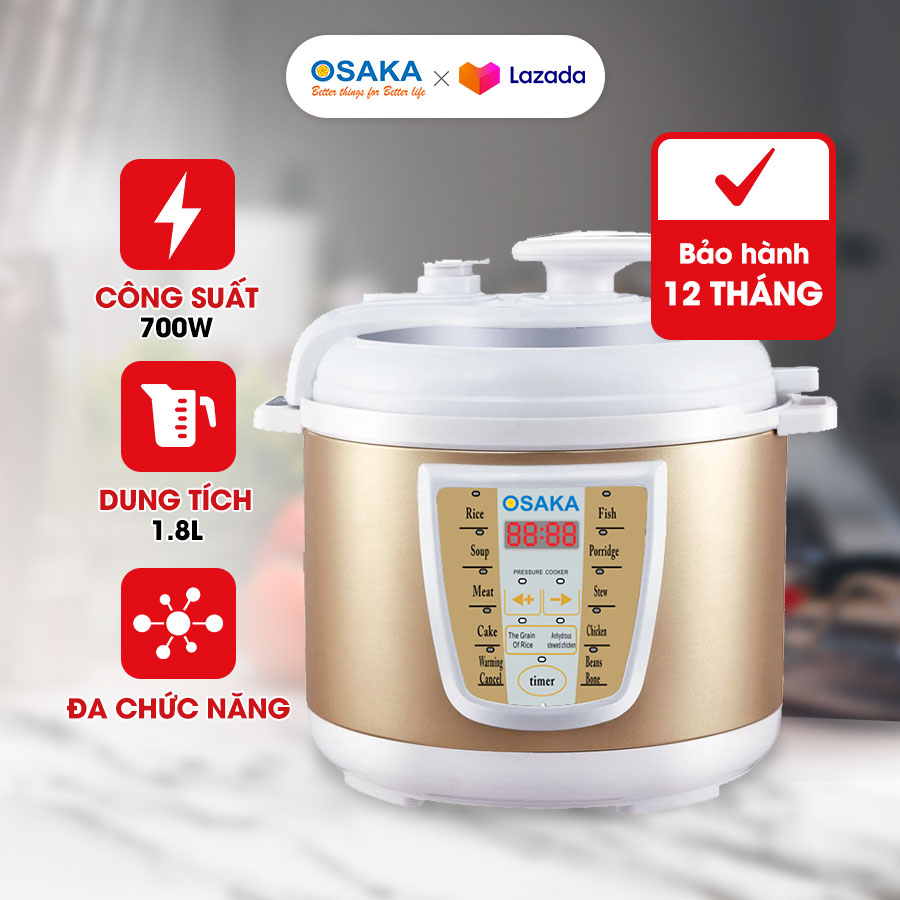 Nồi áp suất điện tử Osaka IPD-06GE hầm thịt không cần nước, nấu cơm ngon, làm mềm các loại đậu, ủ yaourt