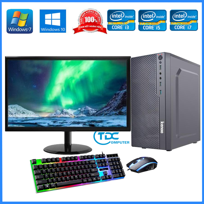 Bộ máy tính để bàn PC Gaming + Màn hình 19 inch Provision Cấu hình core i3, i5 i7 Ram 8GB, SSD 120GB + Quà Tặng bàn phím chuột chuyên Game LED
