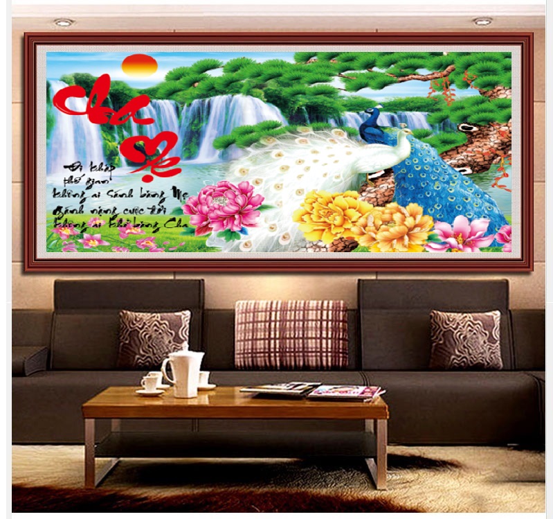 Tranh đính đá Cha mẹ - LV076 KT 75*50cm
