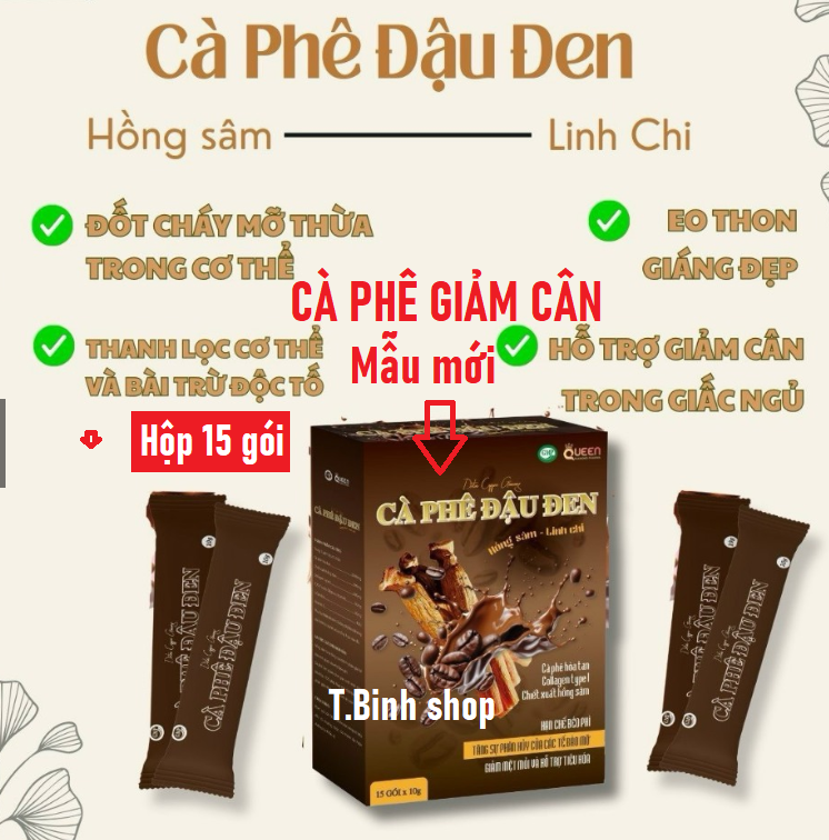 [Mẫu mới] Cafe đậu đen giảm cân, bổ sung collagen (Hộp 15 gói, HSD 2027)