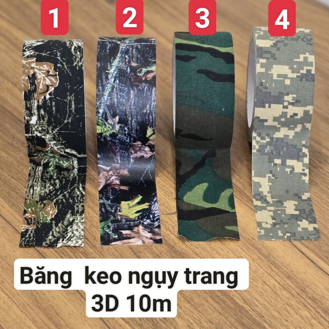 Băng keo ngụy trang 3D dài 10m nhiều màu