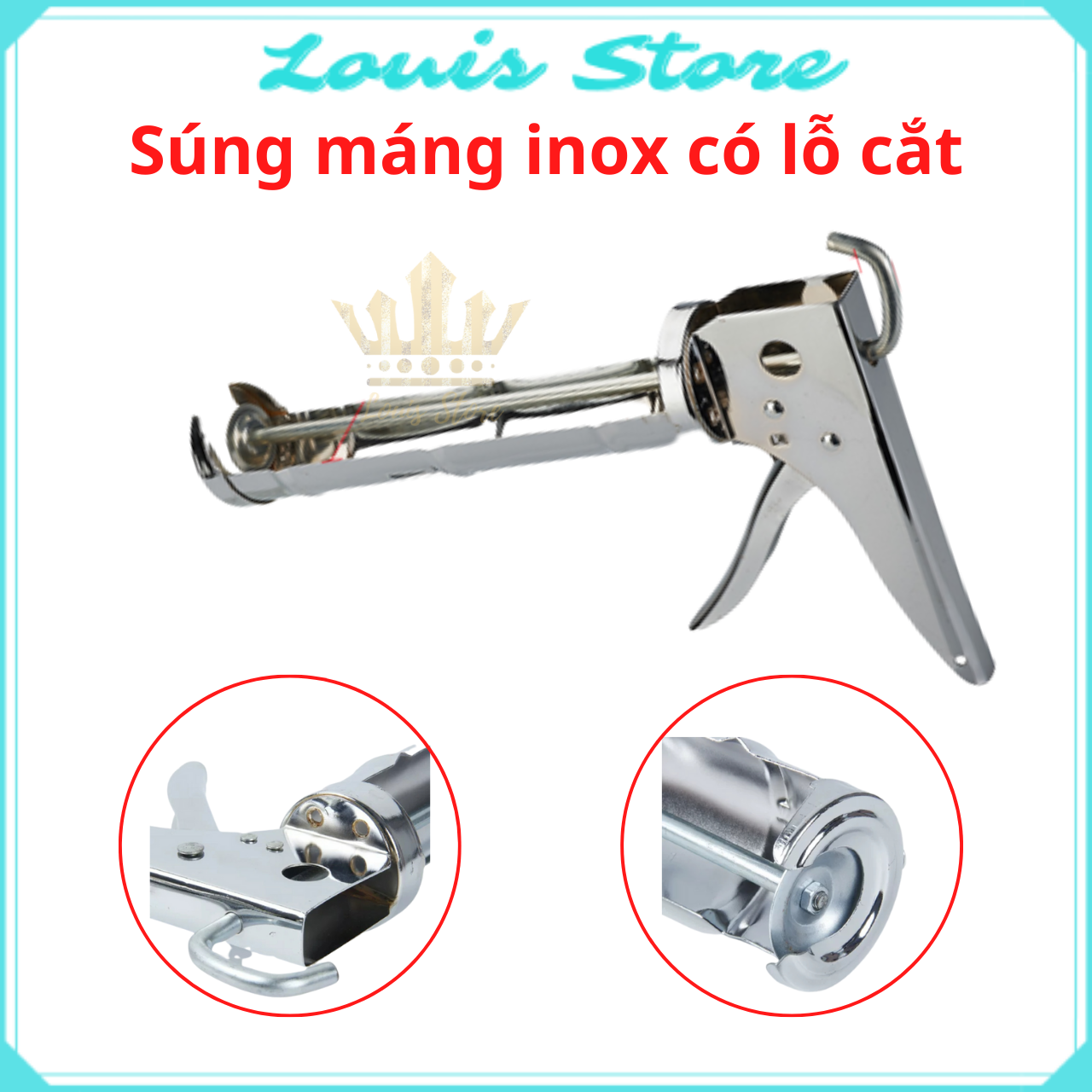 Súng bắn Keo Inox Silicon Máng Inox Có Lỗ Cắt