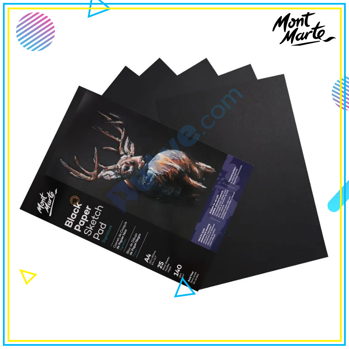 Sấp giấy A4 màu đen vẽ sketch Mont Marte Black Paper Pad - 140gsm