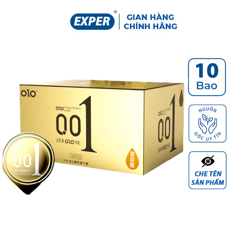  Bao cao su siêu mỏng 001 OLO G'exlife Vàng Gold  bcs siêu mỏng hạt gai nổi kéo dài thời gian quan hệ 