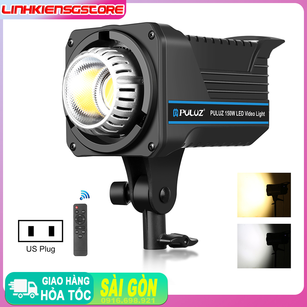 Đèn studio PULUZ 220V Công suất 150W 3200K-5600K đủ chóa nhiệt độ màu kép tản nhiệt tích hợp với điều khiển từ xa