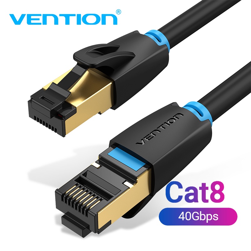 Dây cáp mạng vention cat8 40gpbs ethernet 2000mhz rj45 sftp tốc độ cao đầu mạ vàng