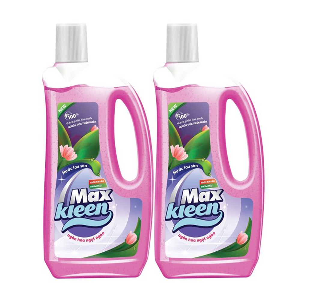 Combo 2 Chai Nước Lau Sàn Maxkleen Sạch khuẩn Thơm Mát Ngàn Hoa Ngọt Ngào 1kg/chai