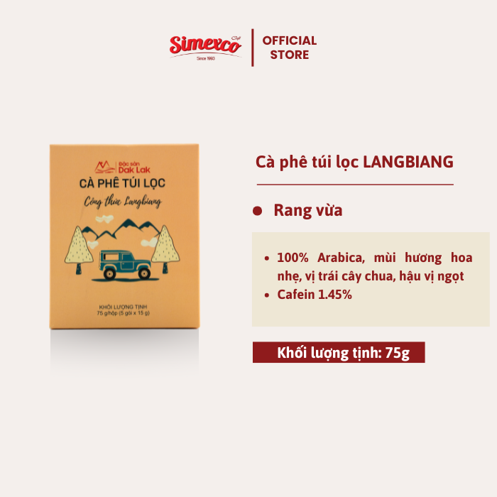 Cà phê túi lọc LangBiang 100% Arabica