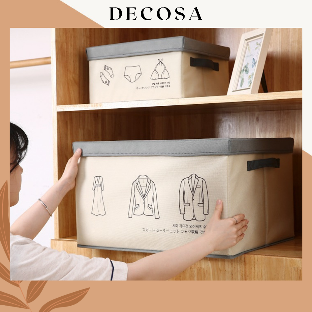 Hộp vải đựng quần áo có nắp đậy nhiều kích thước Decosa