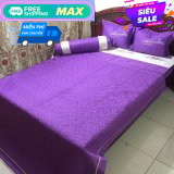 Bộ chăn ga gối bọc Satin Thêu sunzin Tím Huế