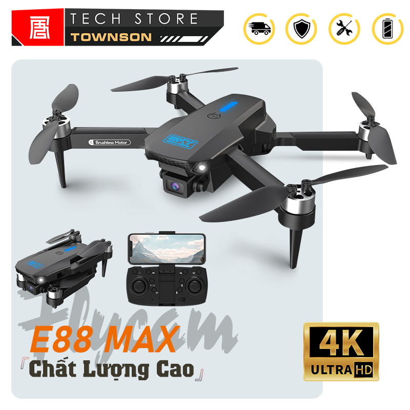 Máy Bay Camera E88 MAX Flycam Drone Camera HD 4K FPV Cảm Biến Tránh Vật Cản Xoay 360 Độ