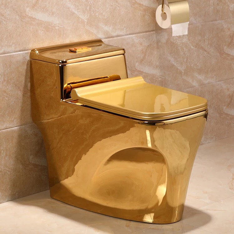 Bồn cầu / Bàn cầu/ Bệt vệ sinh hoa văn vàng cao cấp BC-G19