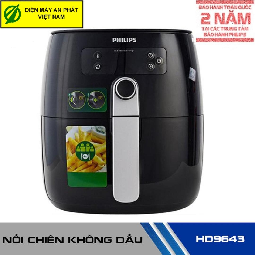 Nồi chiên không dầu cao cấp Philips HD9643 - Hàng công ty (Bảo hành 2 năm tại các Trung tâm bảo hành Philips trên toàn quốc)