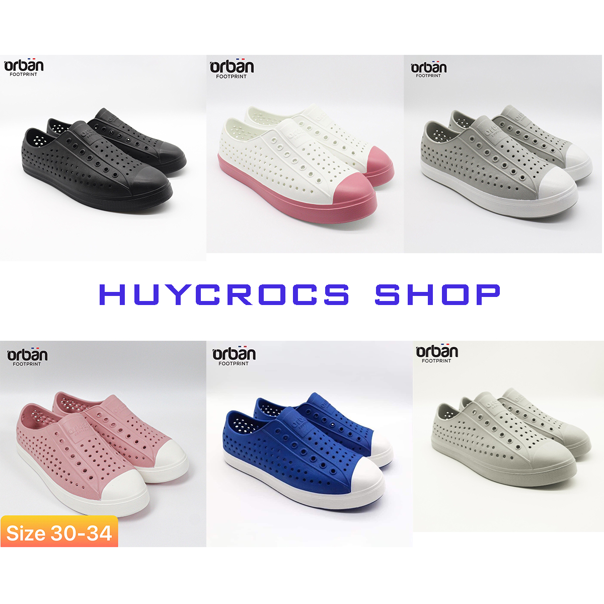 Giầy nhựa Urban, giày nhựa trẻ em, giày đi biển đi mưa chống nước siêu nhẹ, giày nam nữ nhiều màu