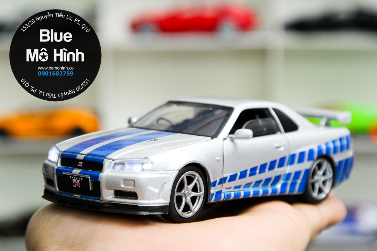Blue mô hình | Xe mô hình Nissan Skyline GTR Paul Walker phim Fast and Furious 1:32