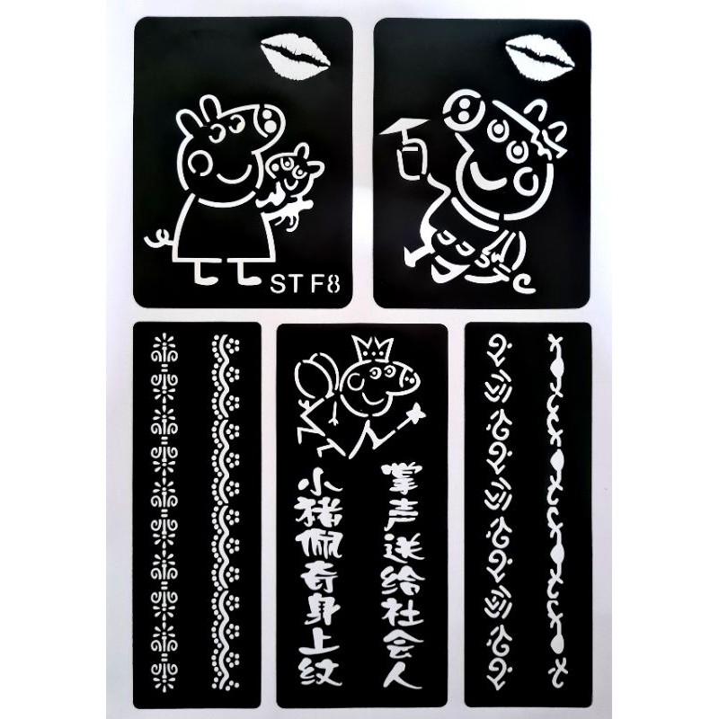 Hình xăm họa tiết dài và Heo peppa siêu đẹp mã STF8