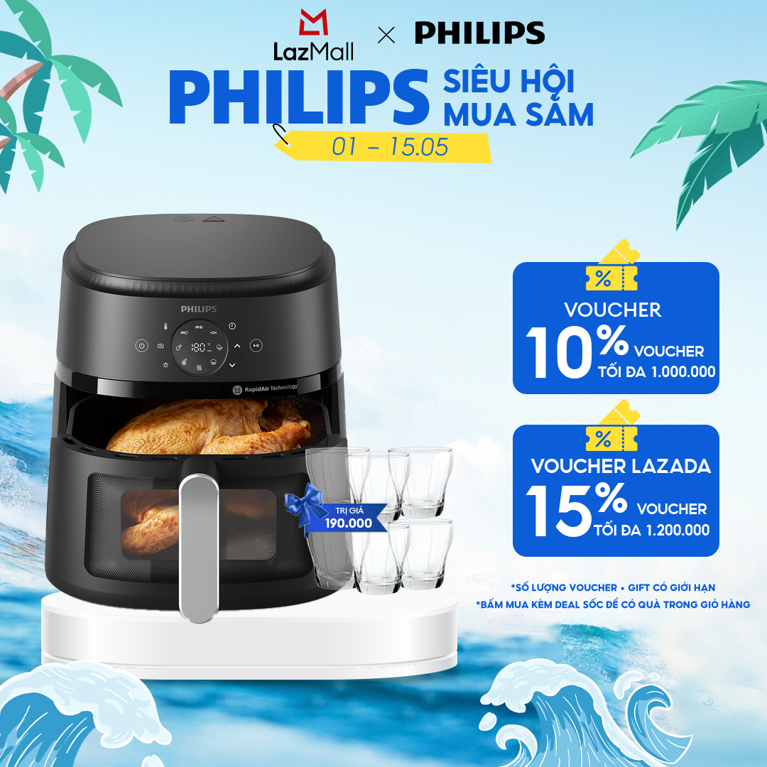 Nồi Chiên Không Dầu cảm ứng Philips NA231/00 - 13trong1 |6.2L|RapidAir Chín đều không lật trở- BH 2 năm - Hàng Phân Phối Chính Hãng