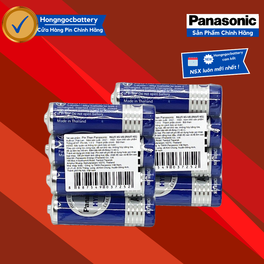 Bộ 8 Pin AA Panasonic R6UT/4S ( R6DT/4S-V ) 1,5V Không Chì , Không chảy nước , An toàn với thiết bị và môi trường - Hàng chính hãng