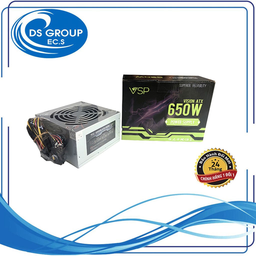 Nguồn máy tính VSP 650W- Kèm dây nguồn- Fullbox- Hàng chính hãng