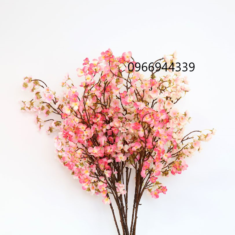 BÓ HOA ĐÀO LỤA thân cành lớn 97cm RẤT NHIỀU BÔNG và NỤ trang trí nhà