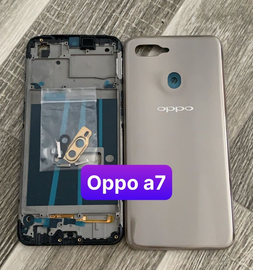 Bộ vỏ oppo A7 - gồm lưng,sườn,phím,kính camera