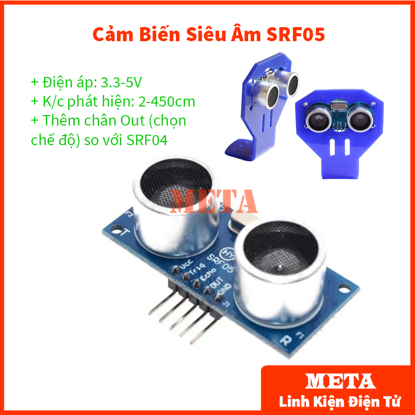 Module cảm biến siêu âm srf05, hc sr05, hc-sr05 - khung giá đỡ cảm biến siêu âm srf0405