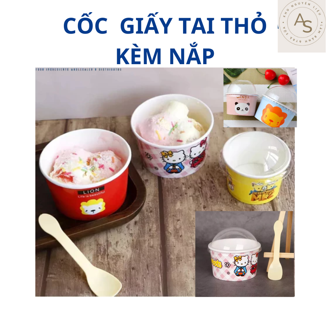 LỐC 50 CỐC CỪU THẤP 240ML CÓ NẮP, CỐC GIẤY ĐỰNG KEM NẮP CẦU, LY GIẤY DÙNG 1 LẦN ĐỰNG KEM