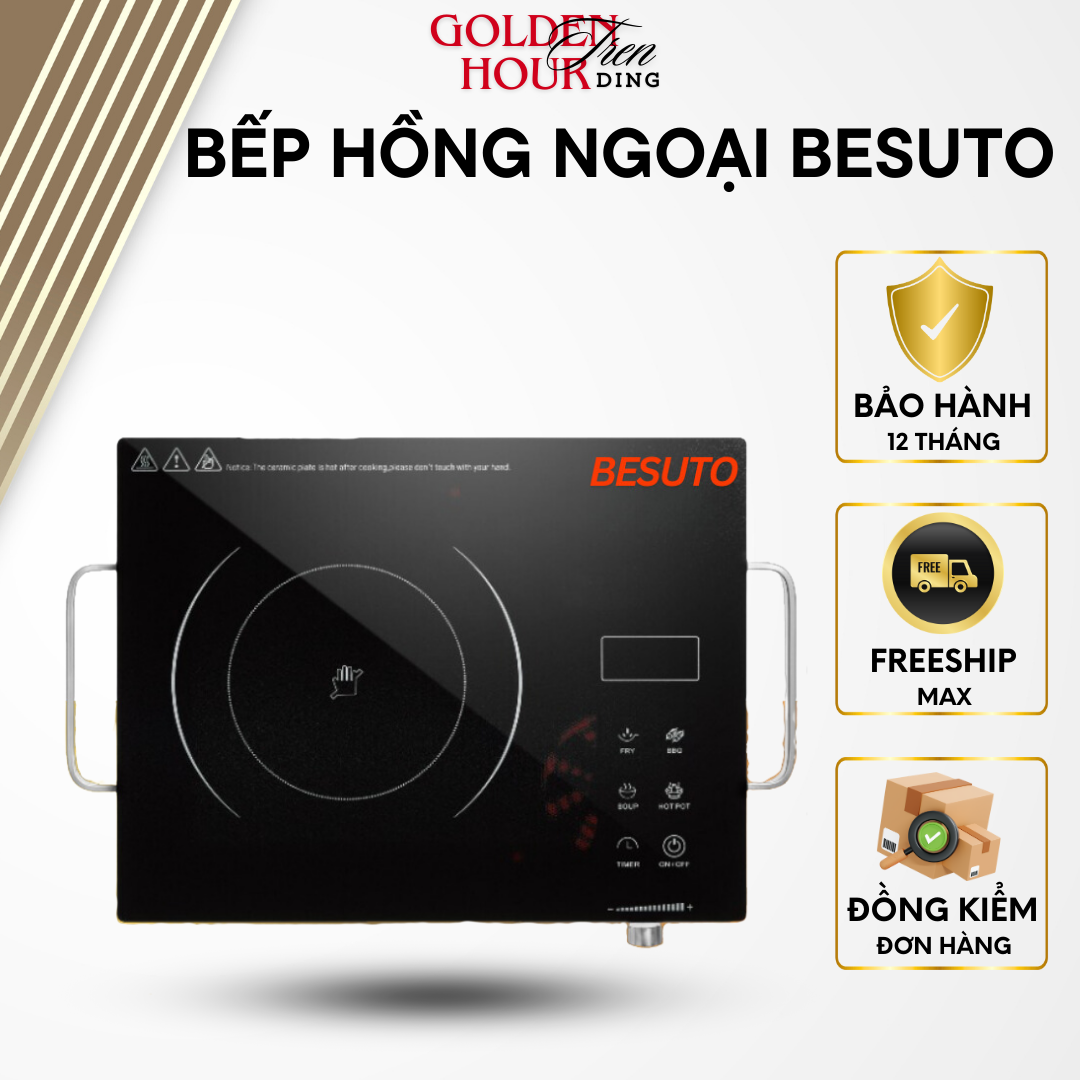 Bếp Hồng Ngoại BESUTO BST-2021 Chính Hãng Thái Lan, Công Suất 2000W  Với Mặt Kính Cường Lực Cao Cấp Dùng Cho Mọi Loại Nồi Sử Dụng Siêu Tiện Lợi
