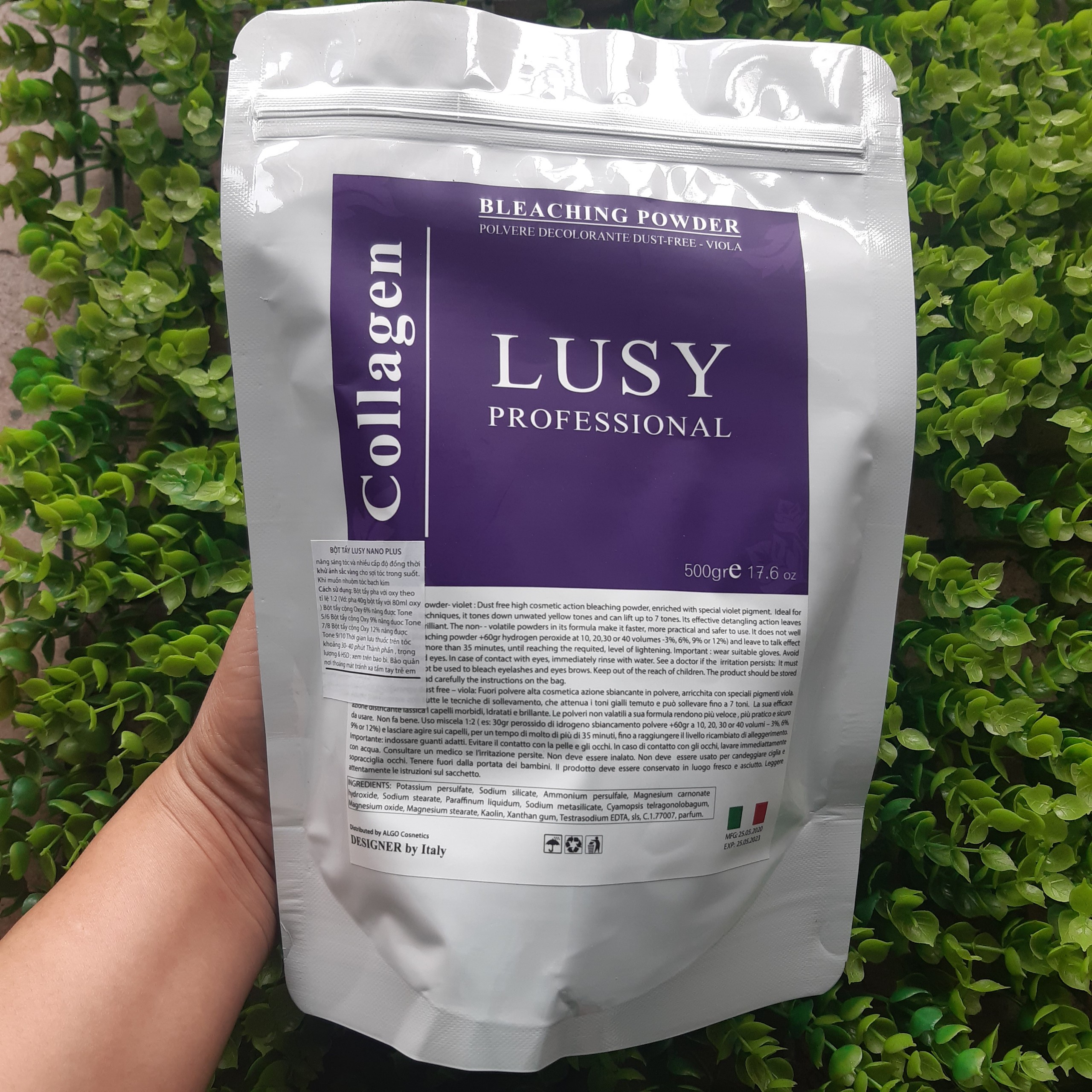 Bột tẩy tím collagen lusy nano plus ý 500ml