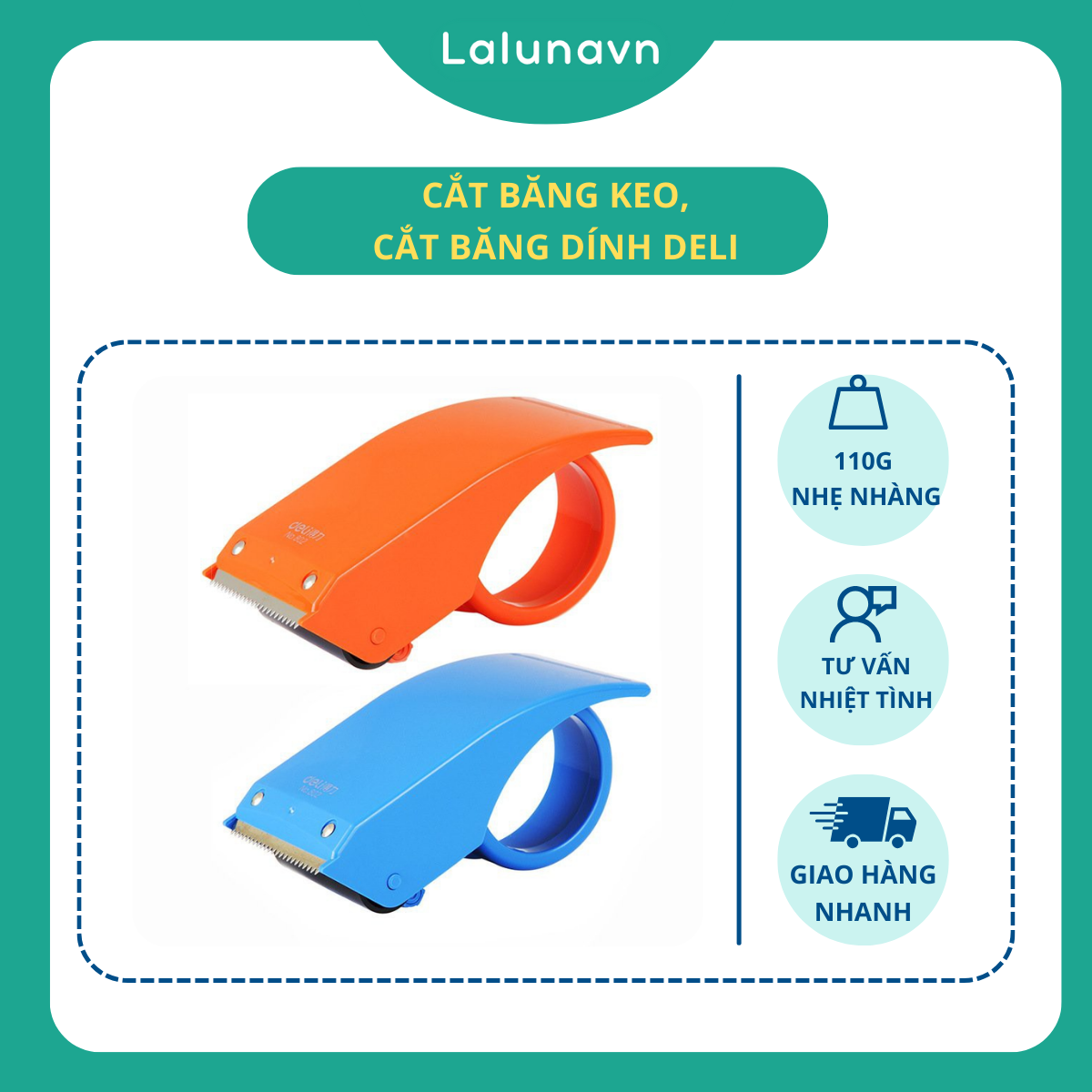 Cắt băng keo, cắt băng dính deli loại vừa tay 801, 802 - b72
