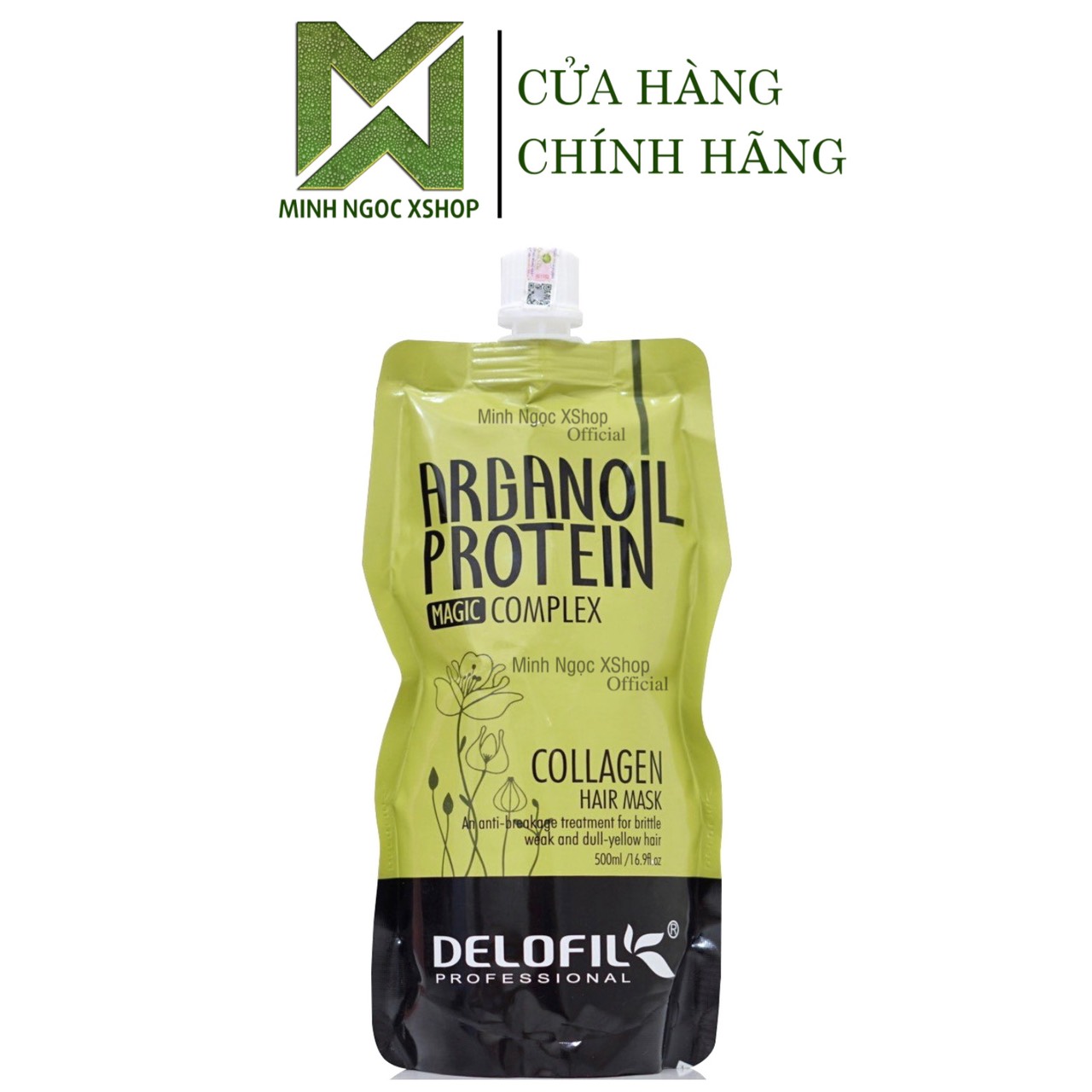 Kem ủ tóc, dầu hấp phục hồi hư tổn Delofil Collagen Hair Mask 500ML dạng túi chính hãng
