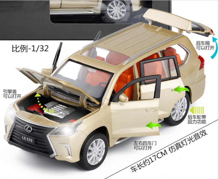 Mô hình xe Lexus LX570 tỷ lệ 1:32 có âm thanh ánh sáng