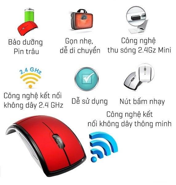 Chuột không dây gấp gọn tiện lợi cao cấp