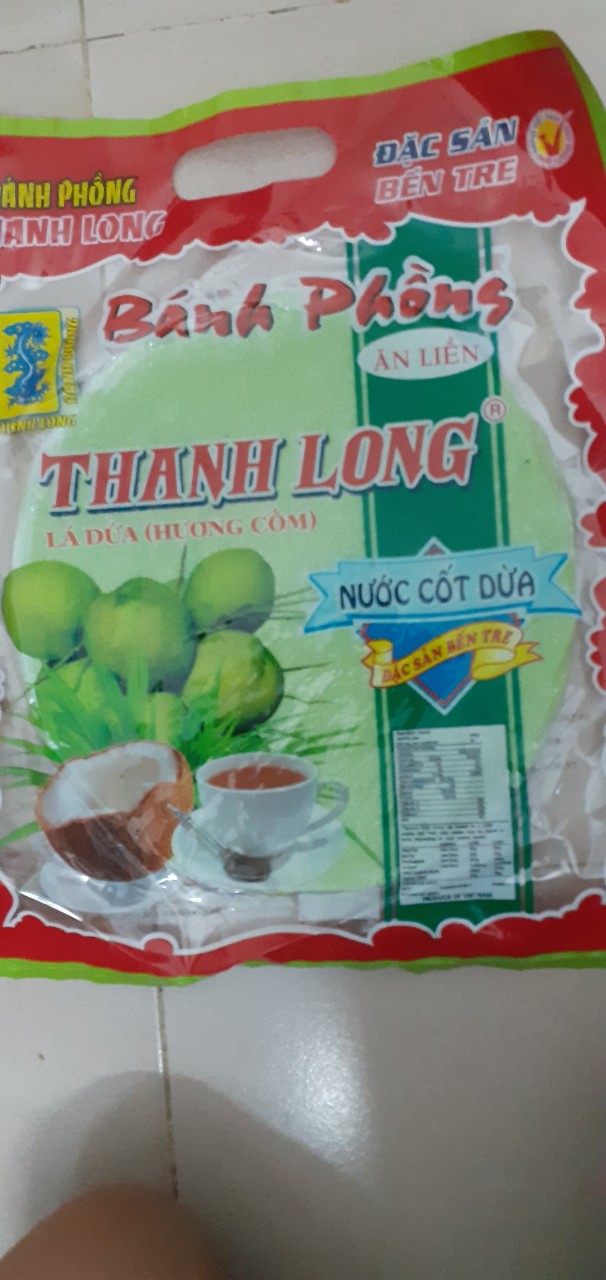Bánh tráng -bánh phồng nước cốt dừa thanh long lá dứa 320gr