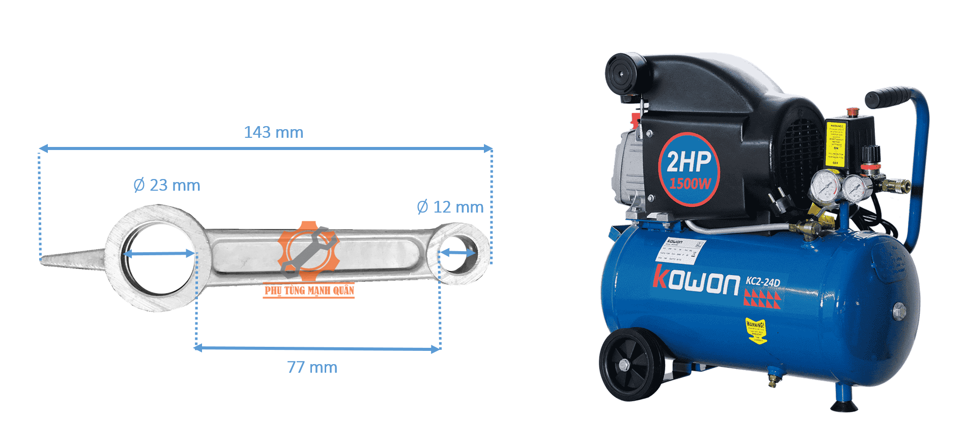 Tay biên máy nén khí 12x23x77