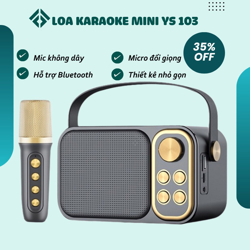 🎁 tặng mic 🎁 loa bluetooth tặng kèm mic không dây hát kara tại nhà ys 103 - chất âm tốt - bass khỏe - pin trâu - kết nối micro không dây hát karaoke ổn định - bộ loa mic hát karaoke mini