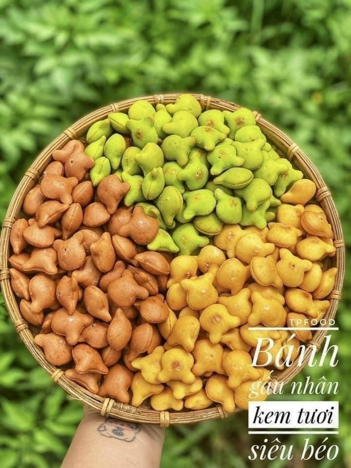 Bánh Nhân Kem 3 Vị, bánh gấu mix 3 vị đóng lon