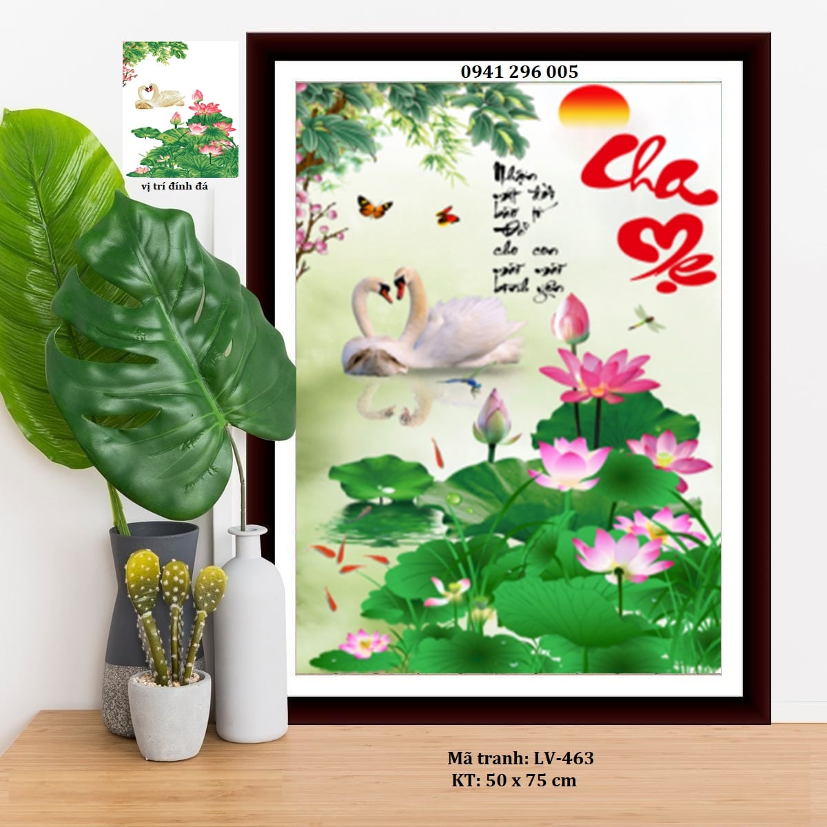 Tranh đính đá cha mẹ lv463 - tranh chưa đính đá