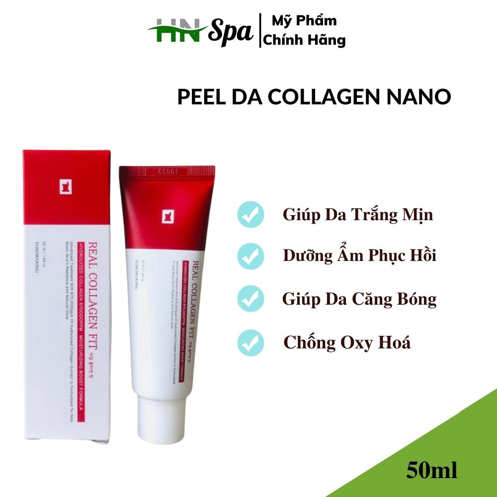 Peel da collagen nano căng bóng, Real collagen fit Hàn Quốc, Giúp da trắng sáng, mịn màng 50ml HocNganSpa