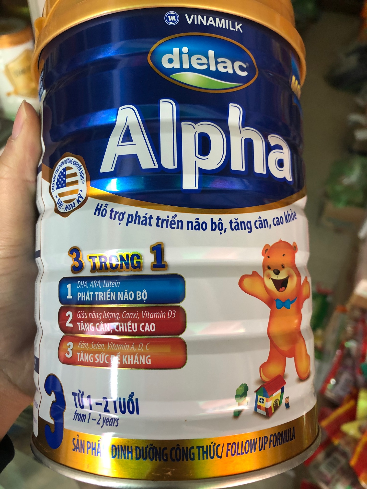 Sữa bột dielac alpha số 3 cho bé từ 1-2 tuổi hộp 900g