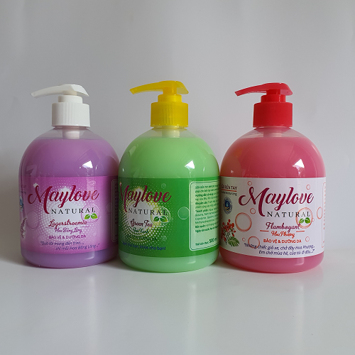 Combo 3 Chai Sữa rửa tay Maylove Đủ hương - Đủ màu ( Hoa Bằng Lăng, Trà xanh, Hoa Phượng) 500ml