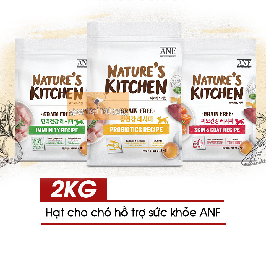 Hạt Cho Chó Hỗ Trợ Sức Khỏe ANF NATURE S KITCHEN Grain Free 2kg - Nông