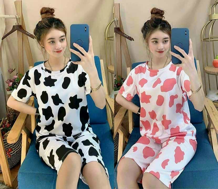 Set bộ nam nữ in bò sữa mặc cặp đôi siêu xinh hot trend tnm