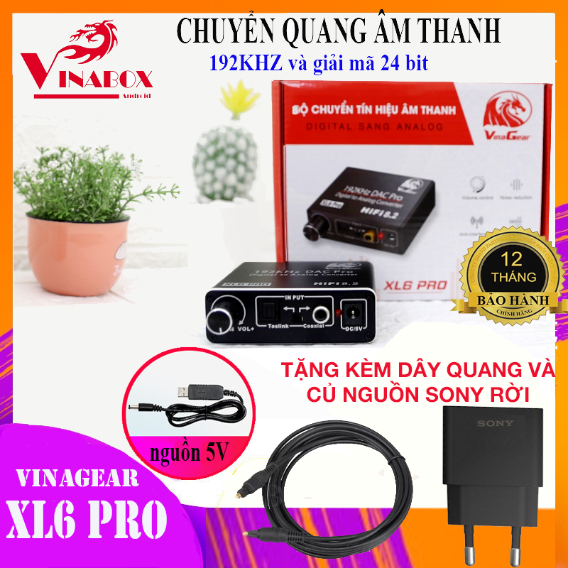 Bộ Chuyển Đổi Âm Thanh Quang Vinagear XL6 PRO - Digital to Analog DAC Mixer 2019 , kèm dây quang 4mm