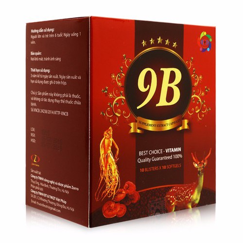 combo 5 hộp Vitamin 9B with Ginseng - Giúp bồi bổ cơ thể , tăng cường sức đề kháng , kích thích tiêu hóaHộp 100 viên